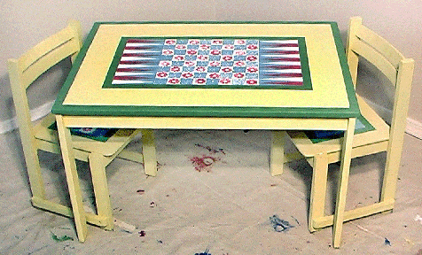 Backgammon painted game table