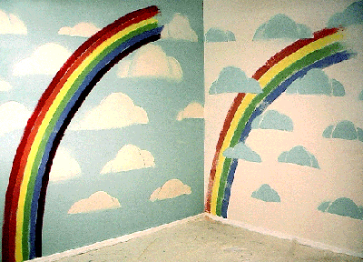 Rainbows and clouds faux painting technque